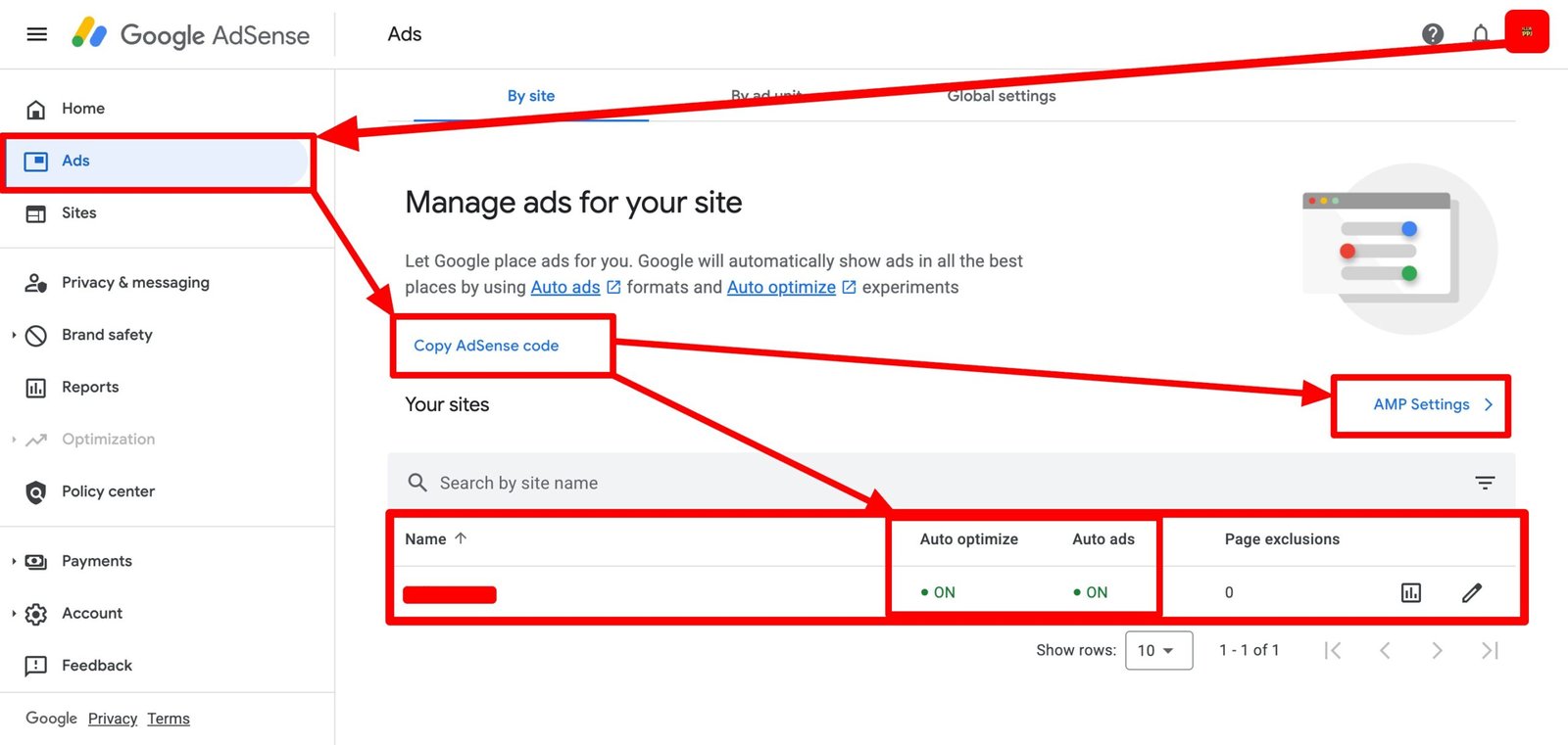 Copy and paste the AdSense code in between the head tags of your wordpress website 