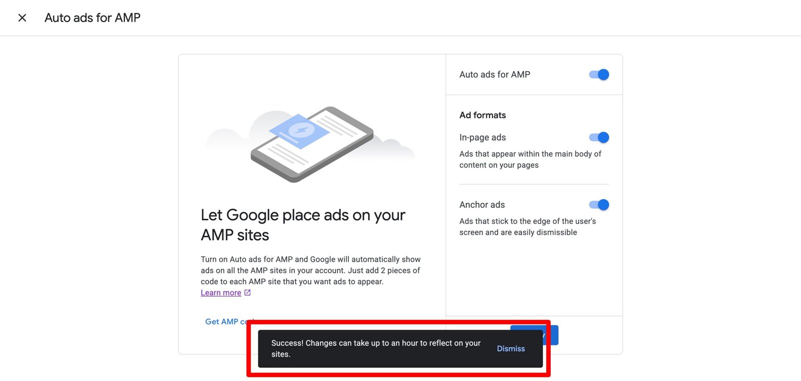 Set up Auto ads and implements codes for AMP